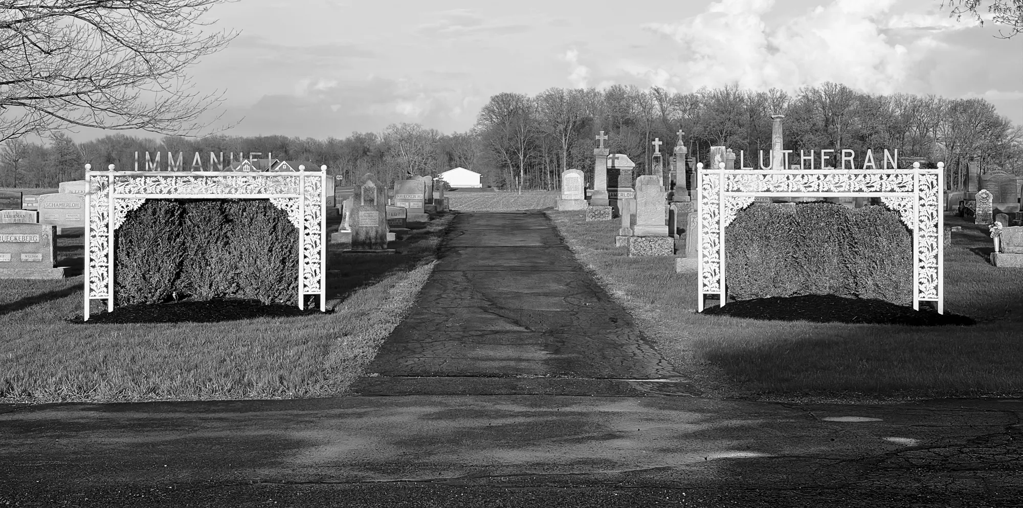 The front gates of the Immanuel Lutheran Church cemetery